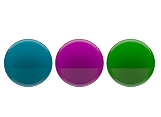 Glossy Colorful Circles Set — Blue, Purple and Green Buttons