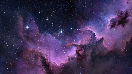 Fototapeta premium Celestial Symphony: Breathtaking Nebula Cloudscape with Stars, Cosmic Dust, and Vibrant Purple Hues for Astrological Visuals