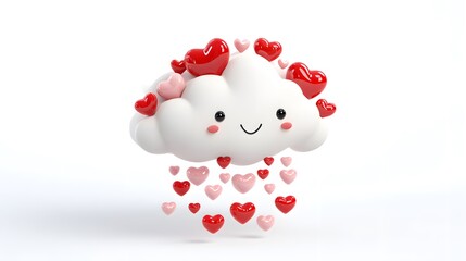 Cute smiling cloud with colorful hearts for love and affection themes