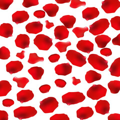 red rose petals  confetti on a white background
