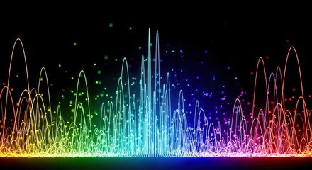 Digital art that spreads the waveform of sound shining in rainbow colors/レインボーカラーのサウンドビジュアル