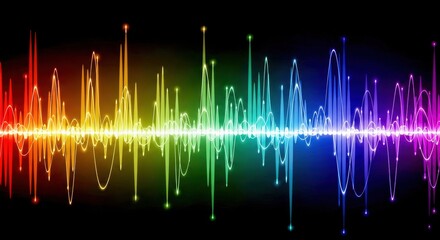 Digital art that spreads the waveform of sound shining in rainbow colors/レインボーカラーのサウンドビジュアル
