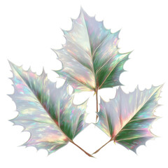 Iridescent Leaves Trio of Sparkling Foliage