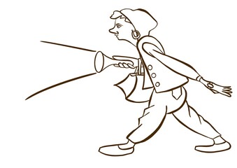 vector illustration of a man with flashlight