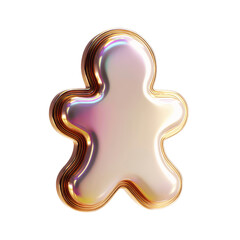 Iridescent Gold Gingerbread Man Cookie Icon - Festive Holiday Design Element