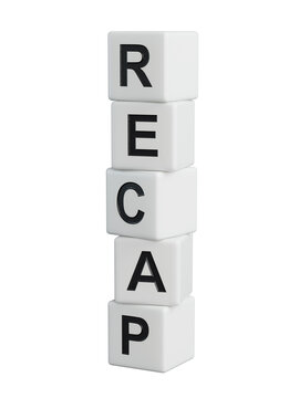 Recap symbol. wooden elements with word Recap.Recap concept. Copy space.close up of wooden elements,Business Concept.Supports PNG files with transparent backgrounds.