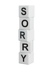 word concept. Sorry Message to Express Regret, Remorse, Apology for Error, Mistake, Guilt and Request Forgiveness. Concept With Word Written in Cut Out Paper. Supports PNG files with transparent