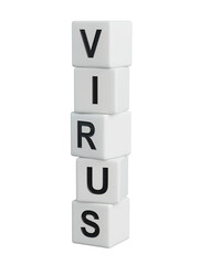 Dice form the word "VIRUS".Supports PNG files with transparent backgrounds.