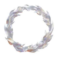 Abstract iridescent circular frame, digital art, 3D rendering