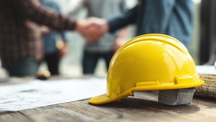 Construction team shaking hands