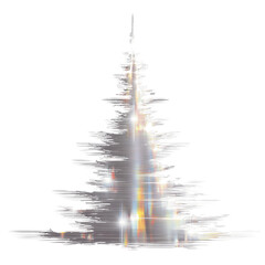 Glitched Holographic Christmas Tree, Festive Abstract Design