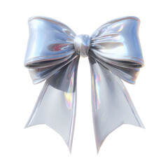 Iridescent Silver Bow, 3D Rendered Gift Decoration