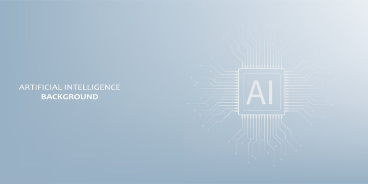 Web banner with robot hand pressing power button, technology, machine learning, neural network, Artificial Intelligence (AI). vector ilustration.