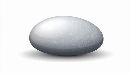 A detailed, smooth river stone vector illustration with a natural color palette, resting on a subtle shadow against a clean, white background, conveying tranquility
