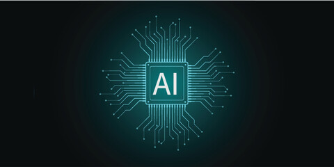 Abstract background with technology circuit board texture. Artificial intelligence electronic board. Communication and engineering concept. Digital vector illustration