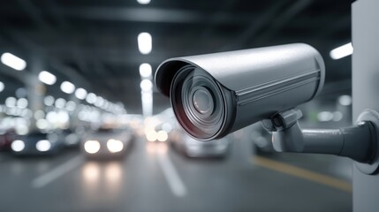 Security Camera Surveillance System Monitoring Traffic in Parking Garage for Safety and Crime Prevention