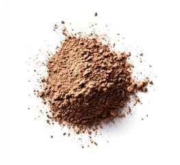 Pile of dark brown powder on white background (3)