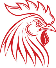 Vector art of stylized red rooster head logo
