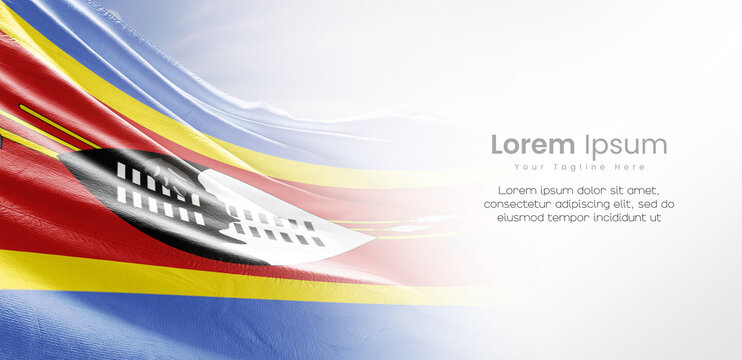 Eswatini national flag waving and fading on white background. The flag uses for banner and poster with text. Eswatini national flag for independence day.