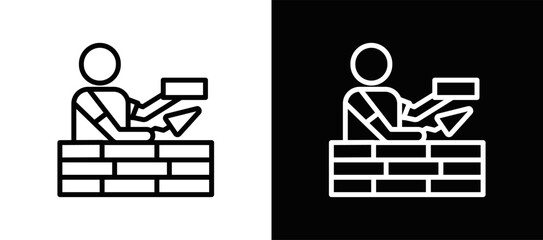 Bricks And Mortar Icon In Black And White Filled Style