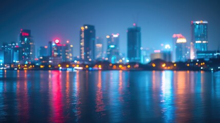 Fototapeta premium Skyscrapers, with views of twilight light from the sky, evening, blurred background.
