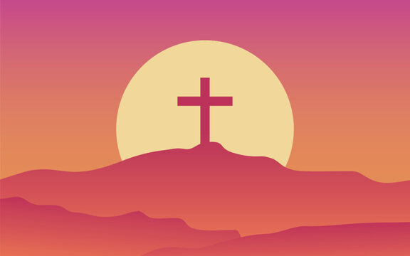 Biblical cross silhouette illustration. Ascension day of Jesus Christ, vector illustration