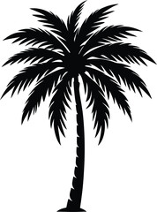 Obraz premium Silhouette of a Tropical Palm Tree Against a White Background