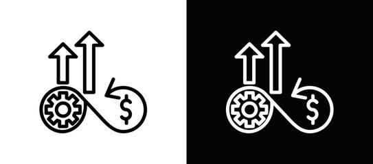 Continuous Improvement Icon In Black And White Filled Style