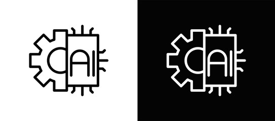 Ai Powered Bpm Icon In Black And White Filled Style
