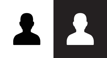 Silhouette Duo:  Minimalist silhouettes of a person standing against contrasting backgrounds - black on light and light on dark, offering a modern and versatile symbol of identity.