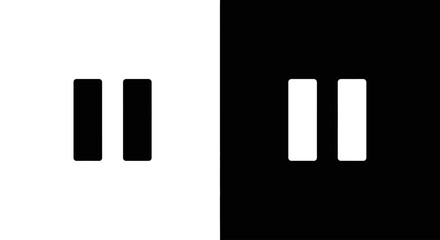 Obraz premium Pause Symbol in Contrasting Panels: Two stark panels showcasing the universally understood pause symbol in both positive and negative formats, embodying the fundamental concept of stopping or waiting.