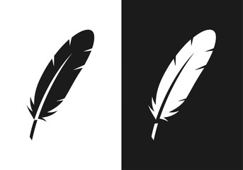 Obraz premium Feather Silhouette: A pair of elegant feather silhouettes in contrasting colors, highlighting simplicity and grace. 