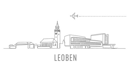Fototapeta premium Leoben Skyline Minimalist Austria Cityscape.