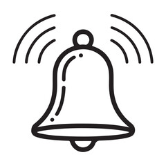 Ringing bell icon with sound wave lines, notification alert reminder alarm symbol vector illustration