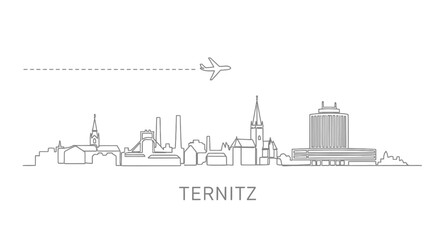Ternitz Skyline Line Art Minimal Cityscape.