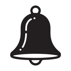 Black bell icon symbol, simple notification alert reminder alarm ring vector illustration design