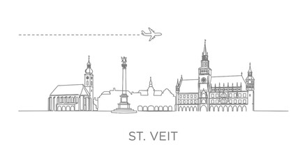 Fototapeta premium St Veit Skyline Line Art.