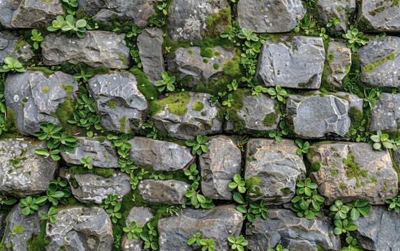 Stone wall covered in vines