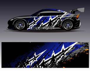Car wrap design vector. Graphic abstract stripe racing background designs for vehicle, rally, race, adventure and car racing livery