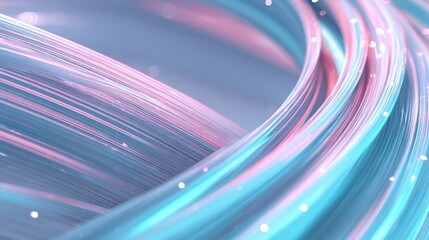 Abstract Wave of Light Blue and Pink Threads, Modern Fiber Optic Cable Background