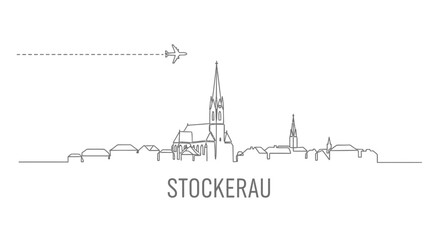 Fototapeta premium Stockerau with Austria Skyline, Minimal, and Travel.