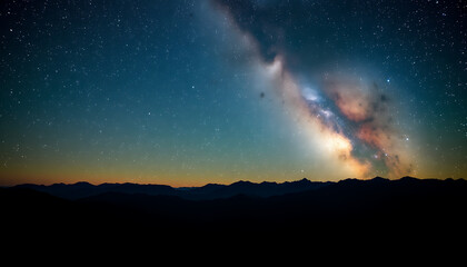 Stunning milky way over mountain range, celestial beauty, starry night concept, cosmic wonder, space