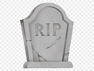 Watercolor tombstone with RIP spooky halloween grave Vector.