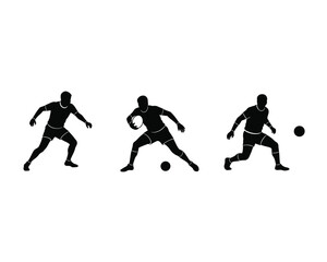 Dynamic silhouettes of rugby players in action illustrating different poses and movements on a white background