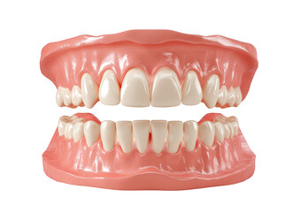 Obraz premium Full set of realistic false teeth dentures isolated on transparent background