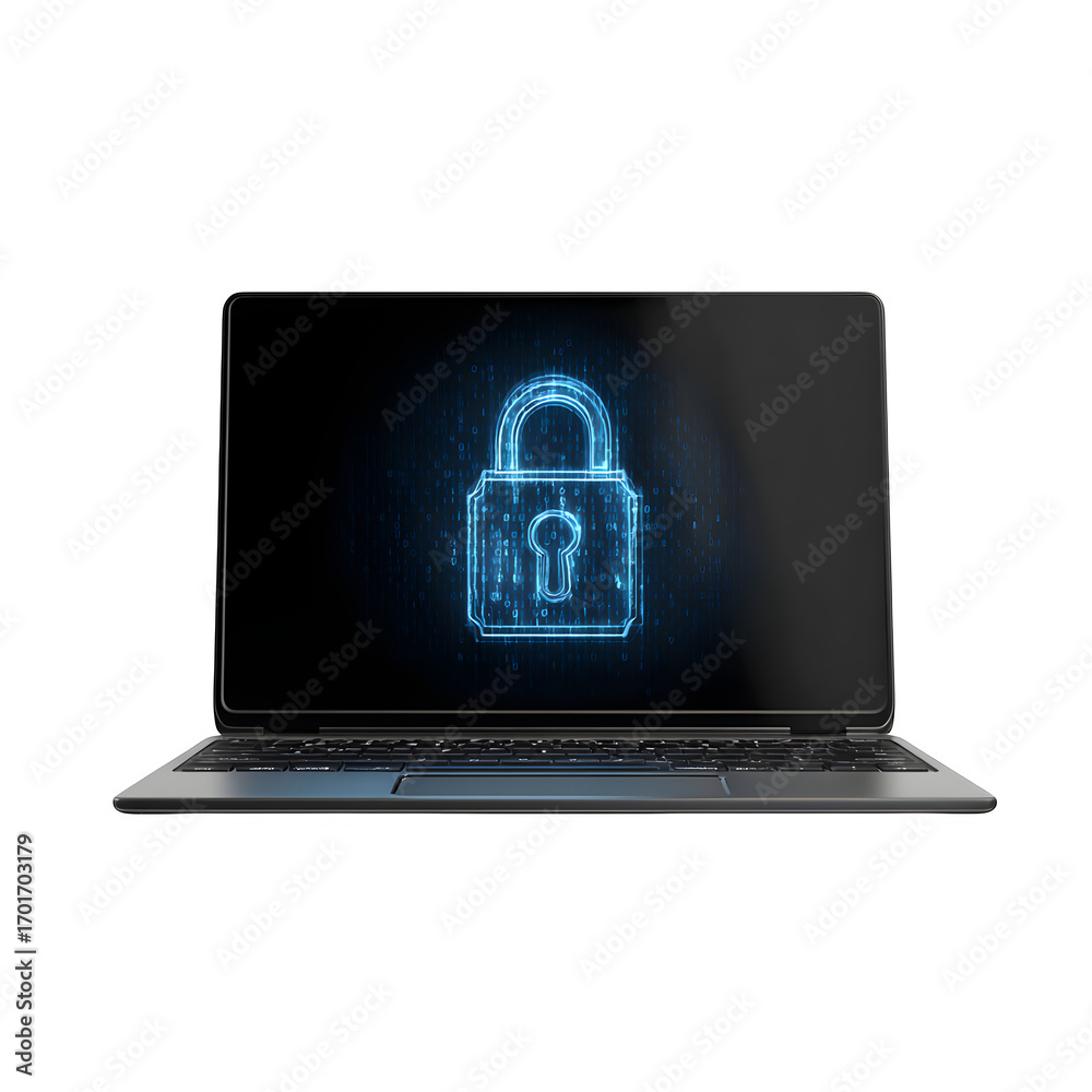 Wall mural digital data security is key to protecting a portable computer and its network