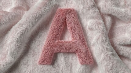 A Soft, Textured Pink Fur Blanket with an Oversized Letter 'A' Embellished on Its Surface, Perfect for Cozy Home Decor or Customized Gifts.