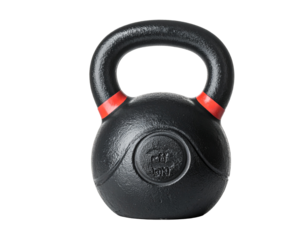 Black kettlebell icon isolated on a white background.
