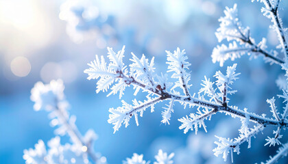Fototapeta premium Snow-covered branches of a tree 