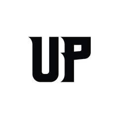 UP monogram logo design letter text name symbol monochrome logotype alphabet character simple logo